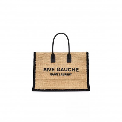 YSL RIVE GAUCHE TOTE BAG IN RAFFIA AND LEATHER 0400018758643 (48*36*16cm)